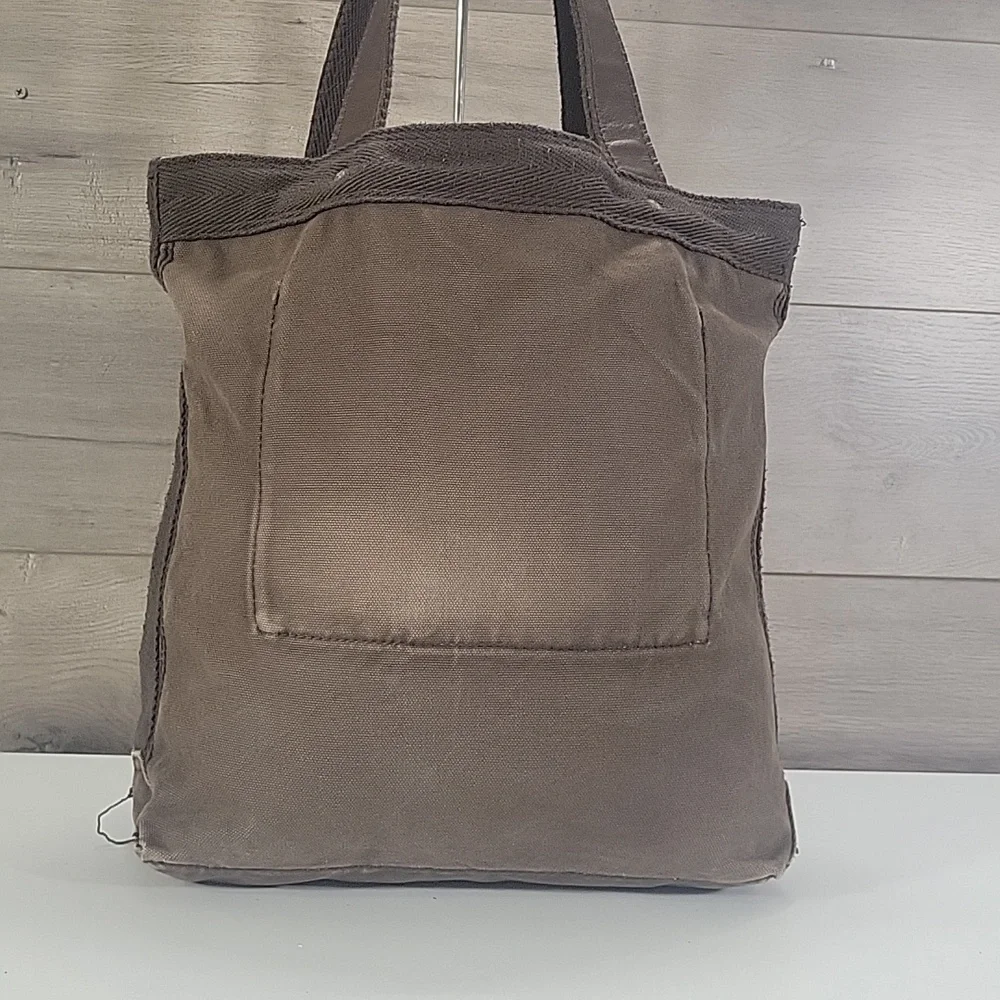 Abercrombie & Fitch Brown Canvas Leather Tote Bag for Men